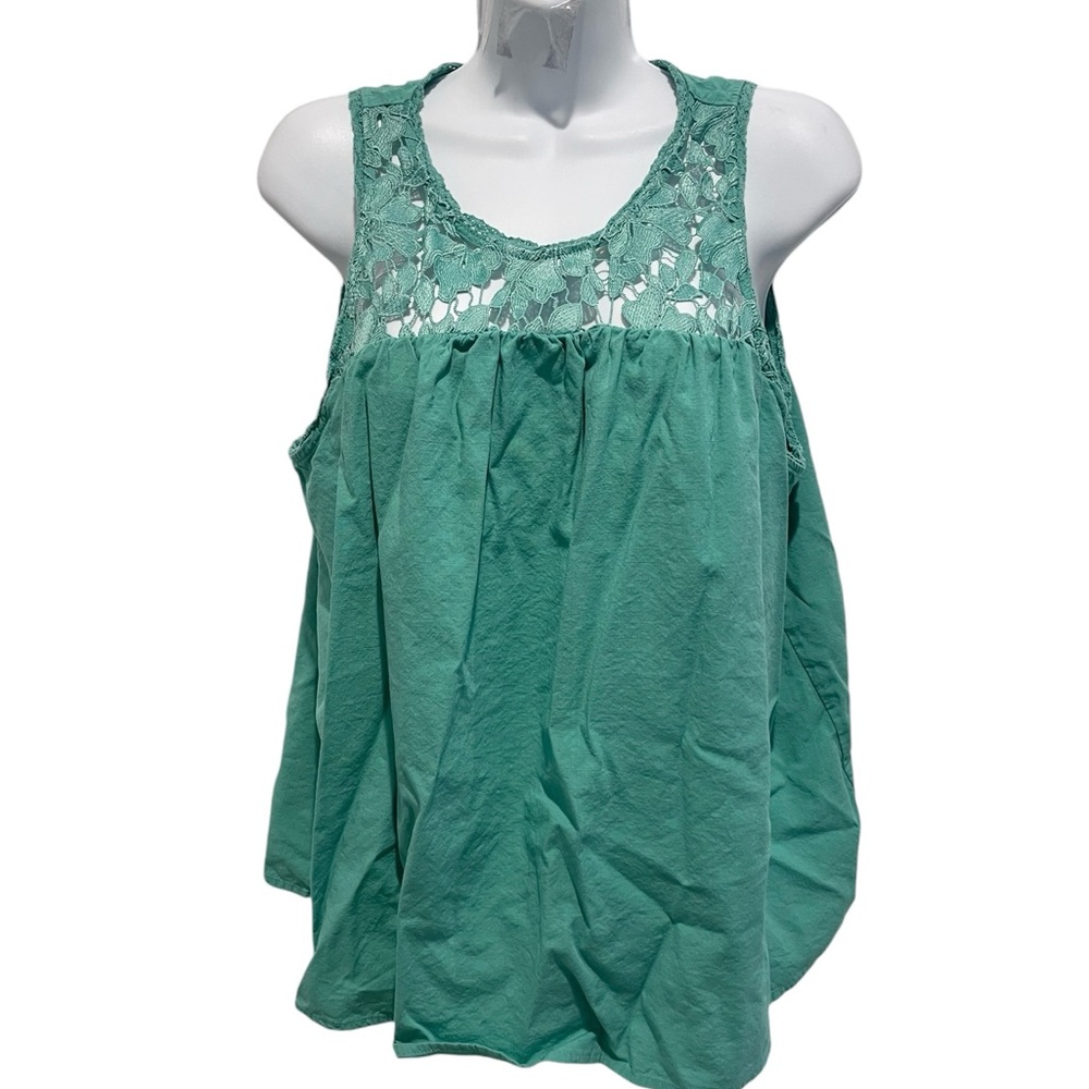 KNOX ROSE Womsns Sleeveless Blouse Lace Green Teal Size Large